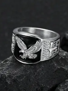 1pc Stainless Steel Eagle Men's Ring, Elegant Exaggerated Ring, Eagle Engraved Rings, Suitable for Wearing At Parties, Banquets, Nightclubs and Other Occasions, Is An Ideal Jewelry Gift