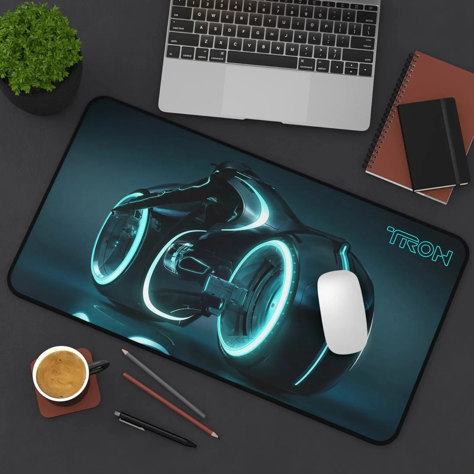 Tron Light Cycle - Movie Fan Art - Custom Design - Premium Desk Mat Mouse Pad