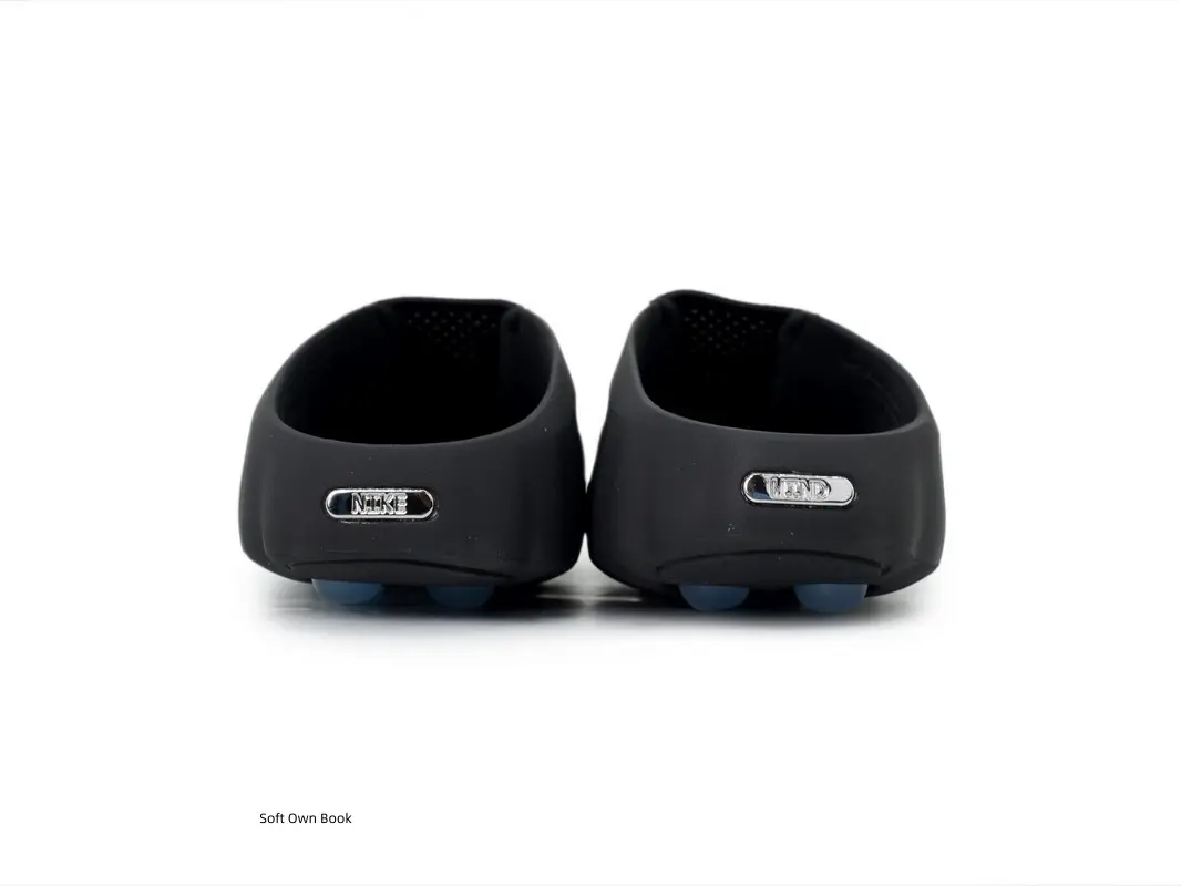 Trendy Men Mule Slippers Ergonomic Matte Black Upper Shock‑Absorbing Blue Sole Breathable Slip‑On Slides For Home And Street Style