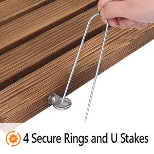 VINGLI Oversized 22IN W 8FT L Wooden Garden Pathway for Outdoors, Roll Out Garden Pathway Walkway Flooring W/Steel Wire, Anti-Slip Texture, Ground Stakes, Outside Walkway for Patio, Wedding