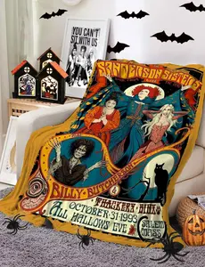 HOCUS POCUS Blanket Halloween Throw Blanket Movie Halloween Party Decoration Flannel for Couch Sofa or Bed 50" x 60"