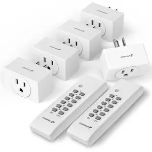 Fosmon Wireless Remote Control Outlet Plug Indoor, Battery Operated 15A/1875W, Expandable 5 Pack, No Wiring, No Interference