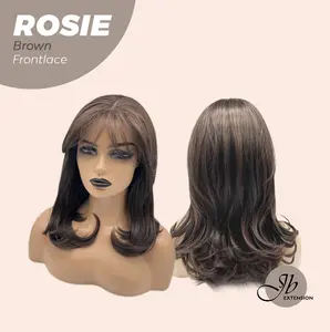 JBEXTENSION 16 Inches Curly Women Pre-Cut Frontlace Glueless Wig with Bangs ROSIE