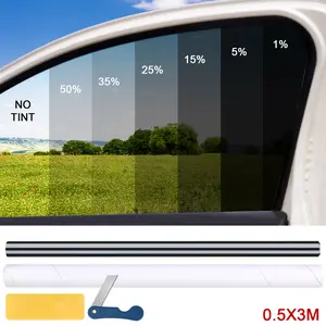 Window Tint Film 20" X10FT , 600CM Uncut Roll Window Tint Film 1%, 5%, 15% , 25% , 35%, 50% VLT Window UV Blocking and Privacy Film,All Car Side & Rear Window Tint for Home Office，Paper tube with pearl cotton, windshield