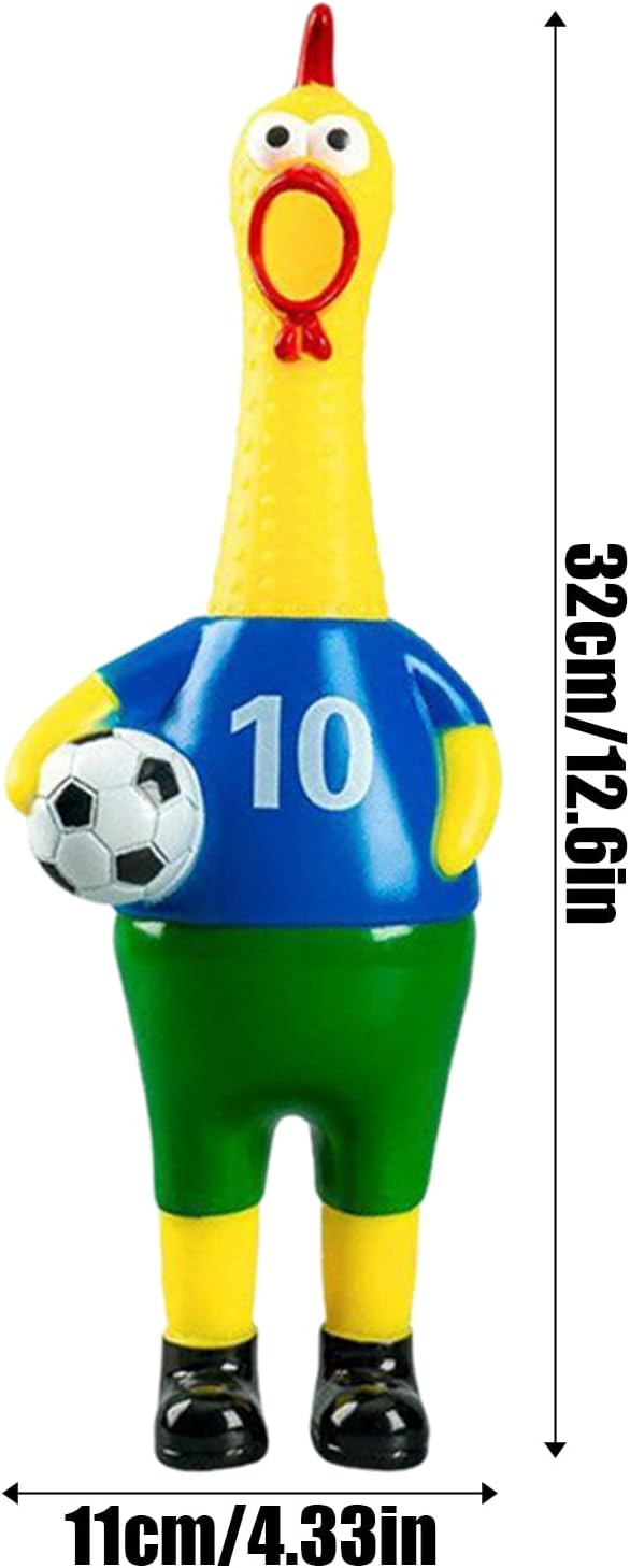 Gag Gift Rubber Chicken, 1PC Squeaky Squeeze Toy for Soccer Theme Party, Funny Stress Reliever for Sports Fans, Office Prank Prop