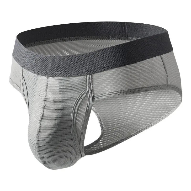 [Same-Frequency]6-PCS Men's Triangle Ice Silk Ultra-Thin Mesh Breathable Side-Opening No-Take-Off Separate Sexy Triangle Underwear for Men Menswear Black