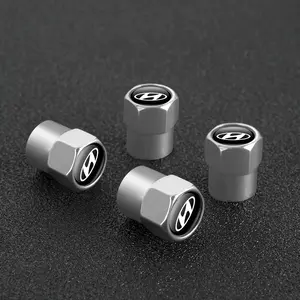 4Pcs Metal Alloy Car Wheel Tire Valve Caps Dustproof Stem Cover For Hyundai Santa Sonata Solaris Azera Creta I30 Ix25 Tucson IX35