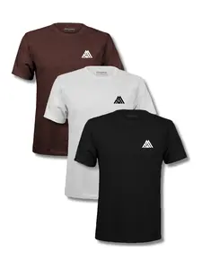 3 Piece Short Sleeve T-Shirt Set, Outdoor Hiking Daily Commute, Lightweight Sporty Casual Wear, Geometric Mountain Print, Unisex, Athletic Fashion Activewear, Casual Sportswear