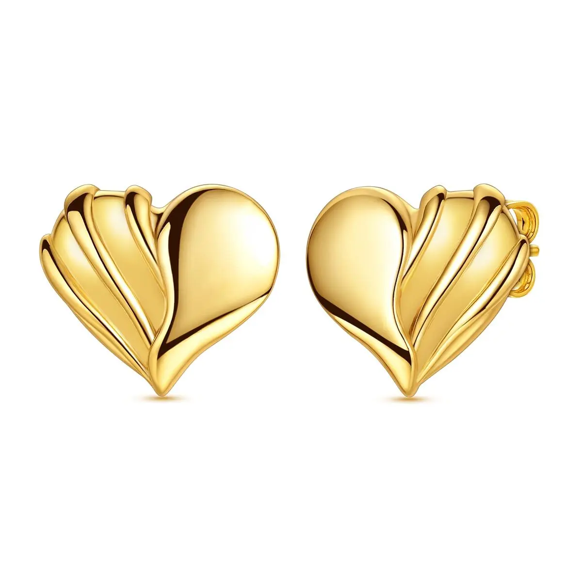 NARMO S925 Silver Gold-Plated Heart Silhouette Stud Earrings - Hypoallergenic, Everyday Wear Jewelry, Elegant Infinite Love Symbol, Ideal Gift for Women on Birthdays, Anniversaries, Valentine's Day