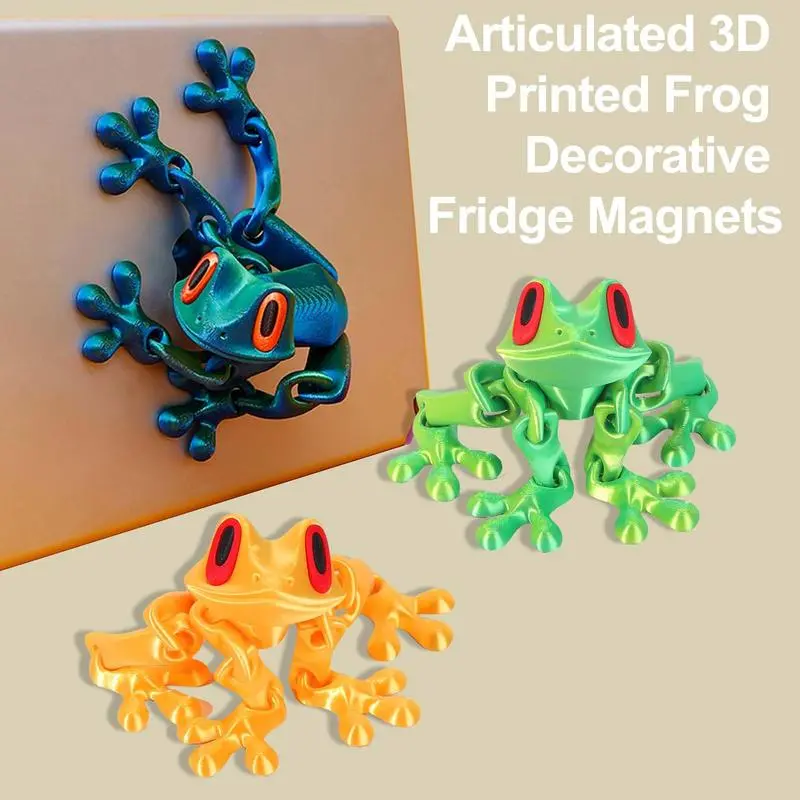 3D Printed Magnetic Frog Toy – Poseable Glow-in-the-Dark Fridge Magnet with Colorful Gradient Design,magnetic frog toy, poseable fridge magnet, 3D printed frog,frog gift, glow in the dark toy, desk decor frog, novelty fridge magnet summerwins