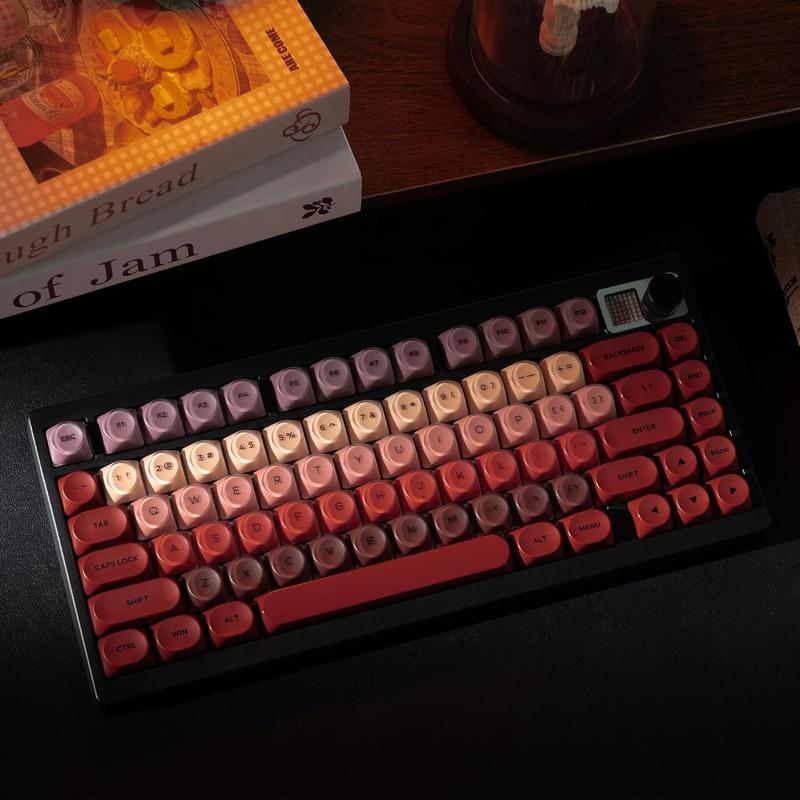 Womier PBT Keycaps, Red Jelly Keycap Berry Kiss Theme MOA Profile, 128 Keys Elegant Cute Custom Key caps for 61/68/84/87/98/100 Cherry Gateron MX Mechanical Keyboards
