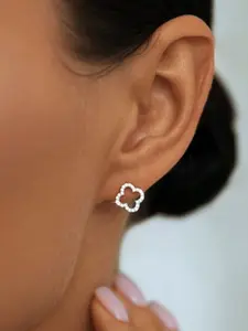 Elegant Four-Leaf Clover Earrings for Women, Style Hollow Out Design, High-Quality Rhinestone Ear Studs, Trendy Fashion Jewelry