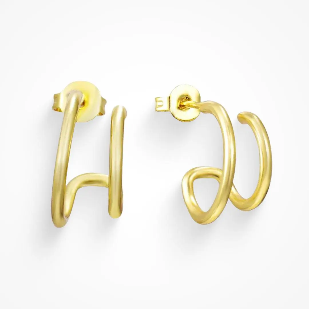 EVRY JEWELS Gold or Silver Plated Women's Hypoallergenic Double Up Earrings, Earring Set, Hoop Shape Earrings