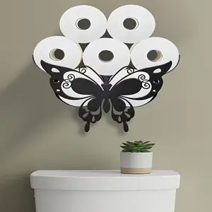 Butterfly Toilet Paper Holder, Wall Mounted Storage Cabinet, Cute Decorative Bathroom Accessory, Suitable for 8 Rolls, Farmhouse Style