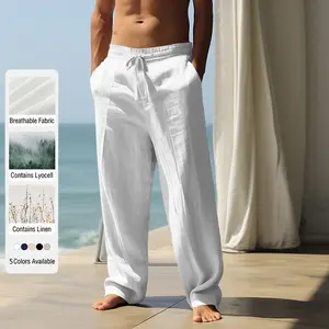 Comfortable Lyocell Linen Trousers，Men’s Casual Straight-Leg Pants, Summer 2026 New Arrival — Loose Fit, Breathable, Drapey Long Pants for Outdoor Walking, Camping, and Vacation; Cool, Soft