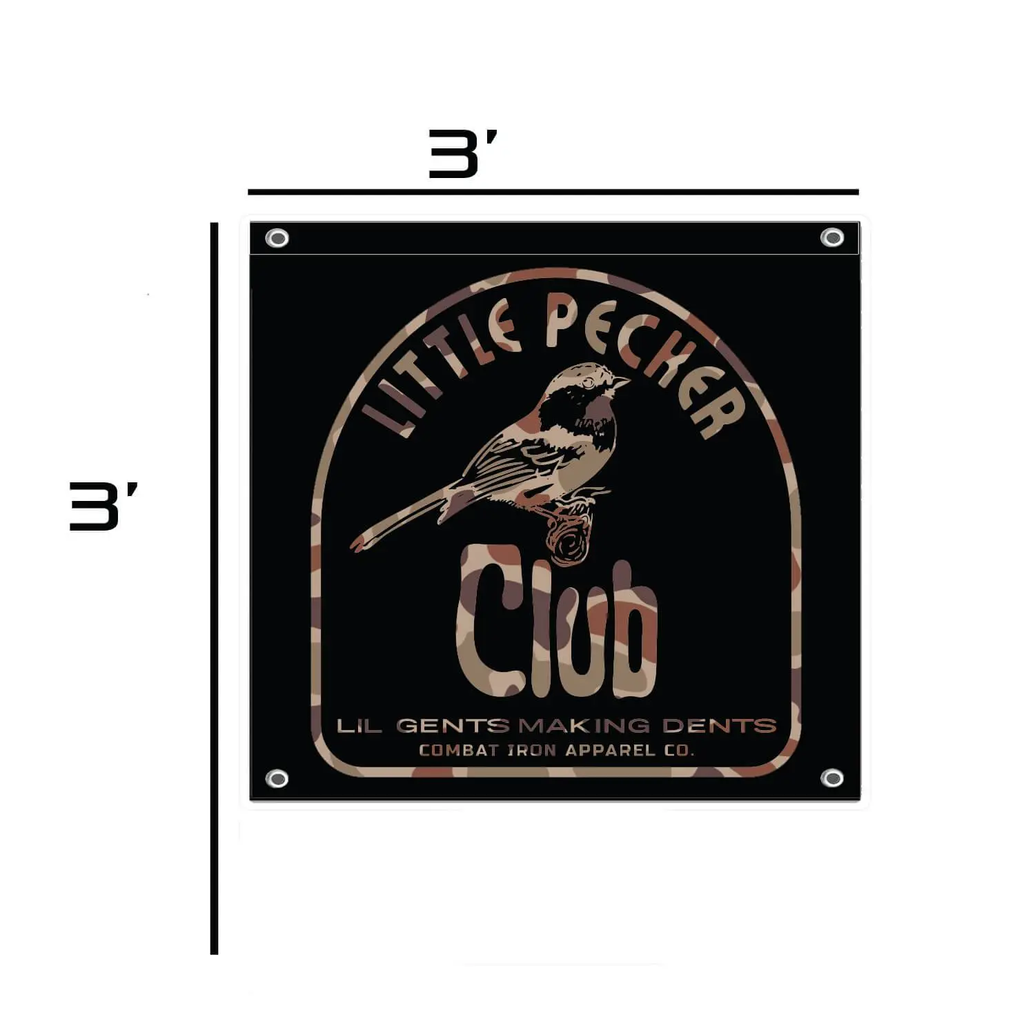 Little Pecker Club 3'x3' Easy-to-Clean Morale Flag, 3' Tall Gym & Home Garage Decor for Owners