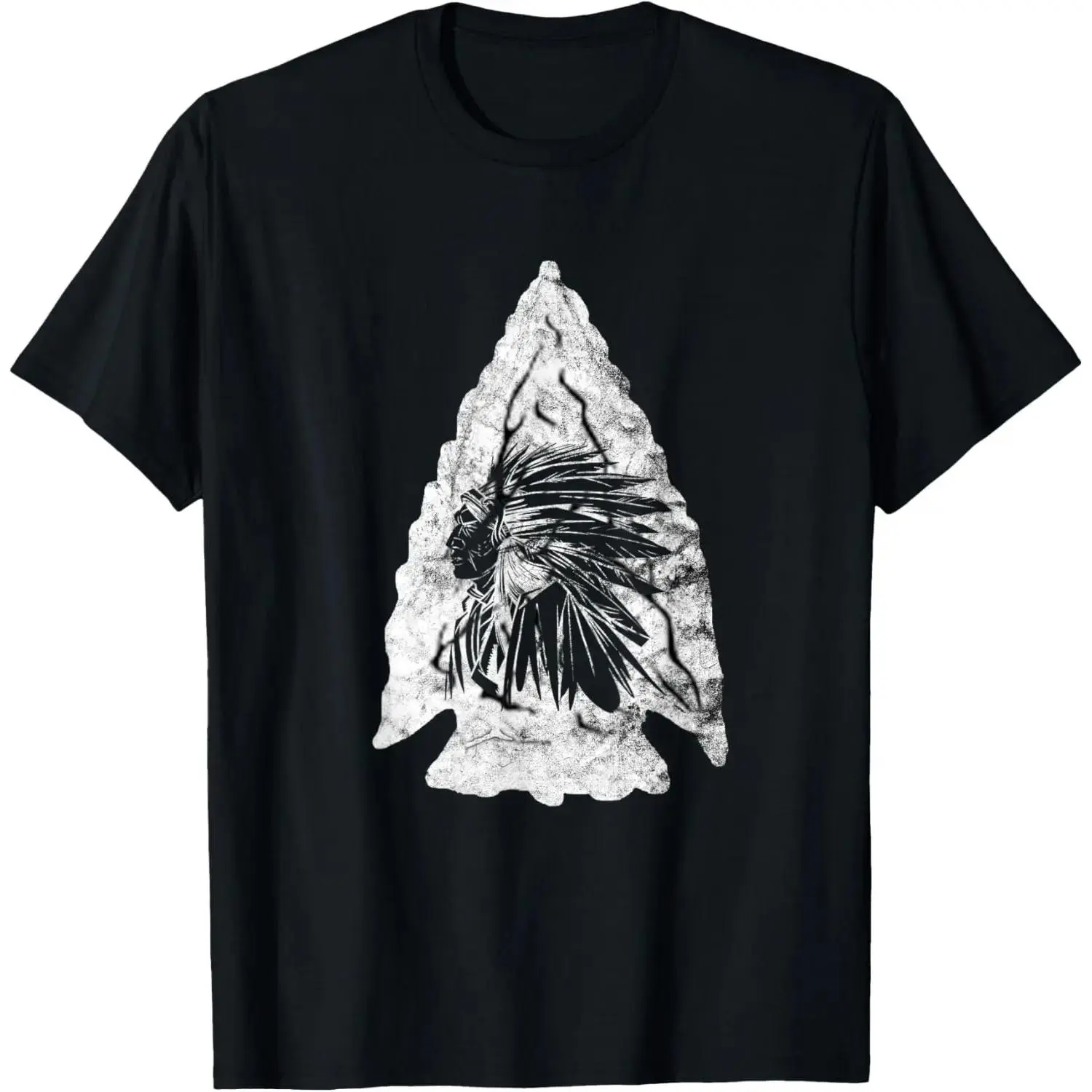 Men's Natural Cotton Short-Sleeve Fashion Sports T-Shirt - Arrowhead Hunter, Indian Chief, Native American Relic Hunting Themed