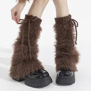 Britney Y2K Faux Fur Leg Warmers | Brown