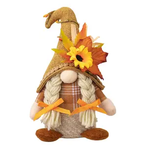 Festival Thanksgiving Gnome Figure with Bendable Hat for Table Display
