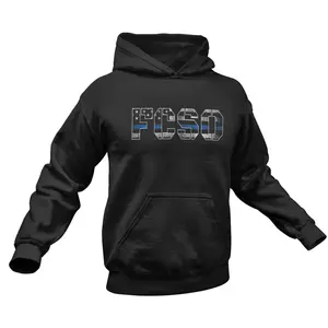 Custom Law Enforcement Subdued Flag Blue Line Hooded Sweatshirt Hoodie - Personalized with your Department