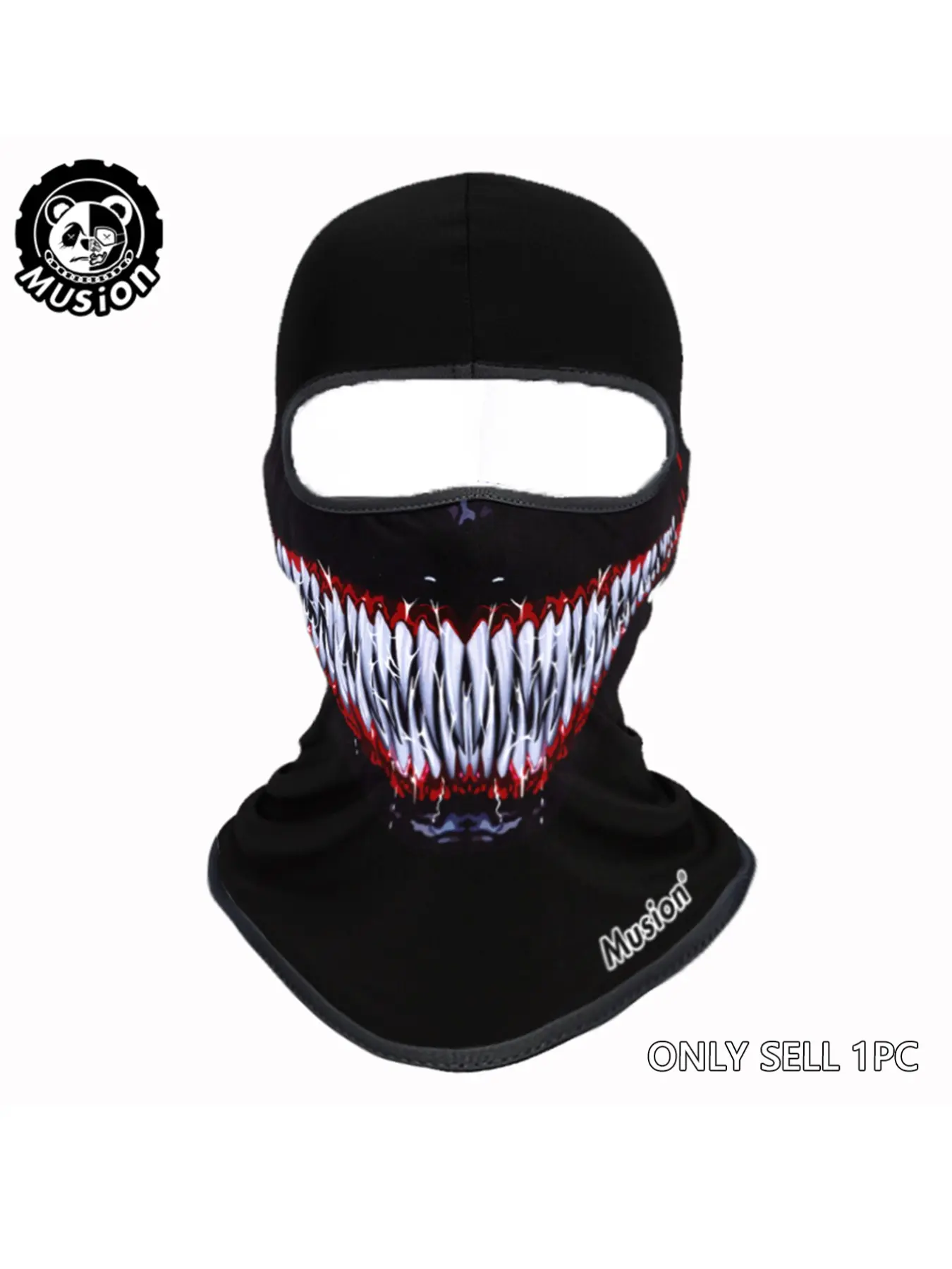 Musion Skull Print Full Face Cycling Balaclava Hat, Windproof Sun Protection, Fun Outdoor Riding Mask, Punk Style, All Seasons