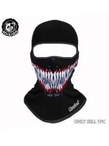 Musion Skull Print Full Face Cycling Balaclava Hat, Windproof Sun Protection, Fun Outdoor Riding Mask, Punk Style, All Seasons, Outdoor Sports Mask