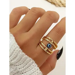 Vintage Hollow out Eye Design Alloy Ring for Women, Fashion Jewelry for Party, Daily Clothing Decor, Trendy All-match & Exquisite Jewelry for Birthday Gift