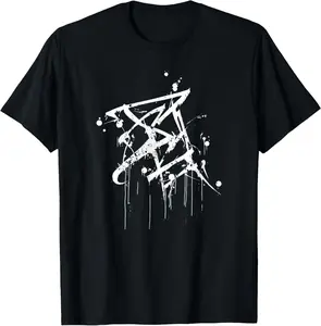 100%cotton Abstract Graffiti - White Spray Paint Graffiti Graphic T-Shirt  Top teeshirt