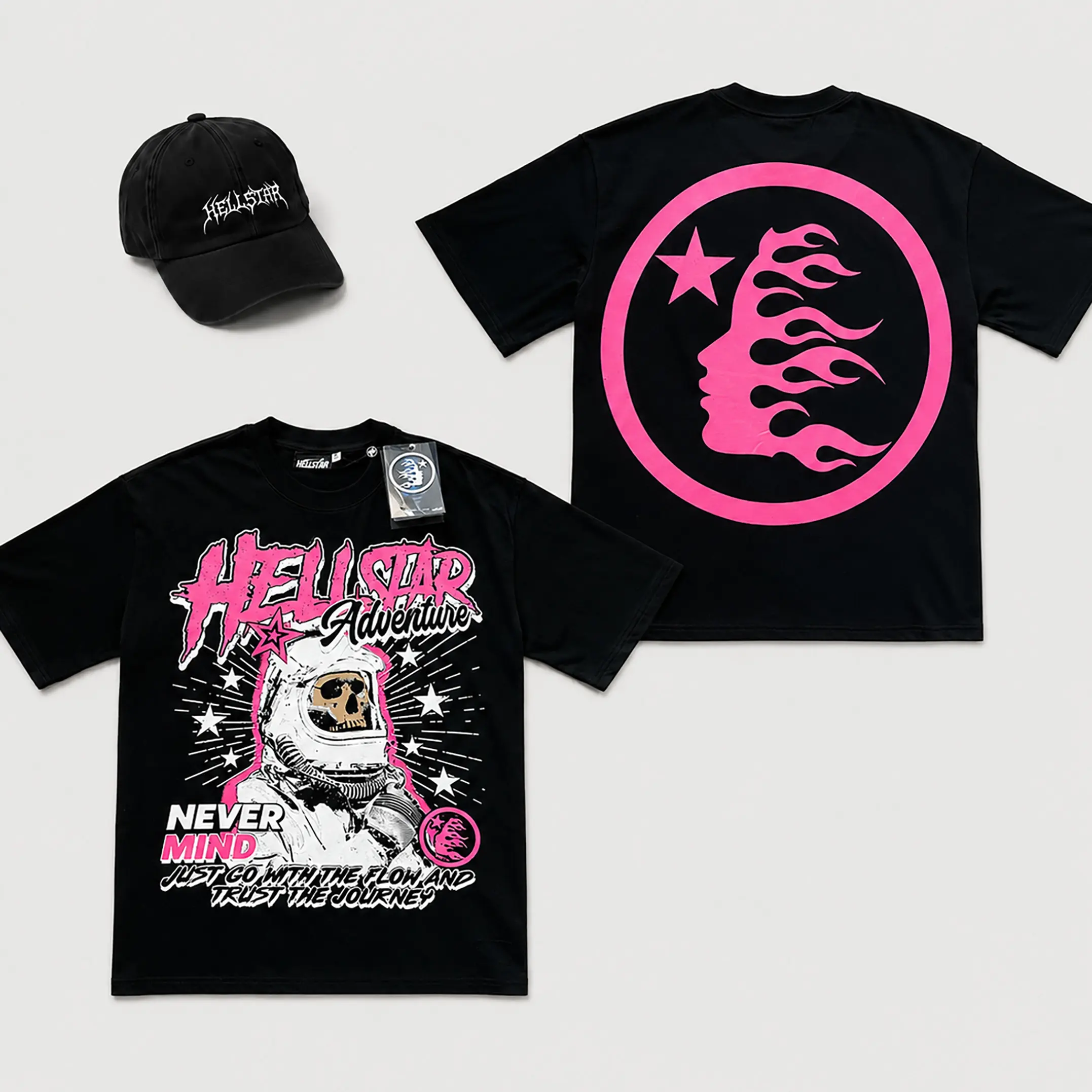 Hellstar Skull Graphic T Shirt Heavyweight Cotton Oversized Crew Neck Short Sleeve Tee Washed Black Vintage Y2K Streetwear Hip Hop Front Back Print Casual Summer Party Festival Outfit Men Women Unisex Teens Adults