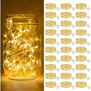 30 Pack Fairy Lights Battery Operated [3 Modes], 7ft 20 Led Twinkle Lights String Lights Waterproof Bulk Small Mini Silver Wire for Christmas Mason Jars Wedding Table Centerpiece, Warm White