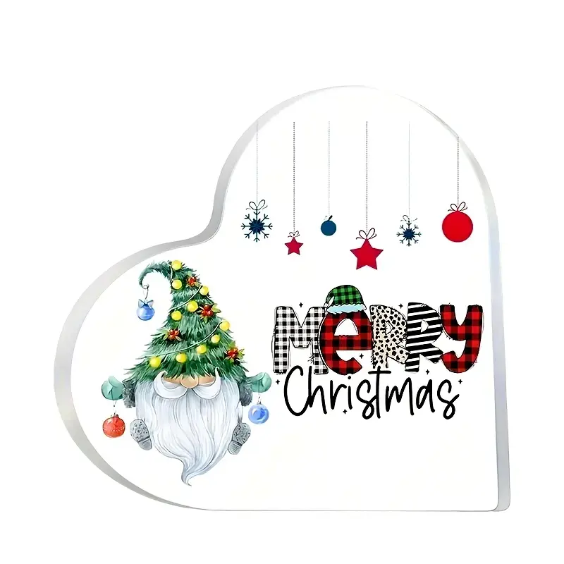 Acrylic Heart Christmas Decoration Ornament Gift, Festive Holiday Decor, Unique Xmas Present Idea, Home and Office Decoration