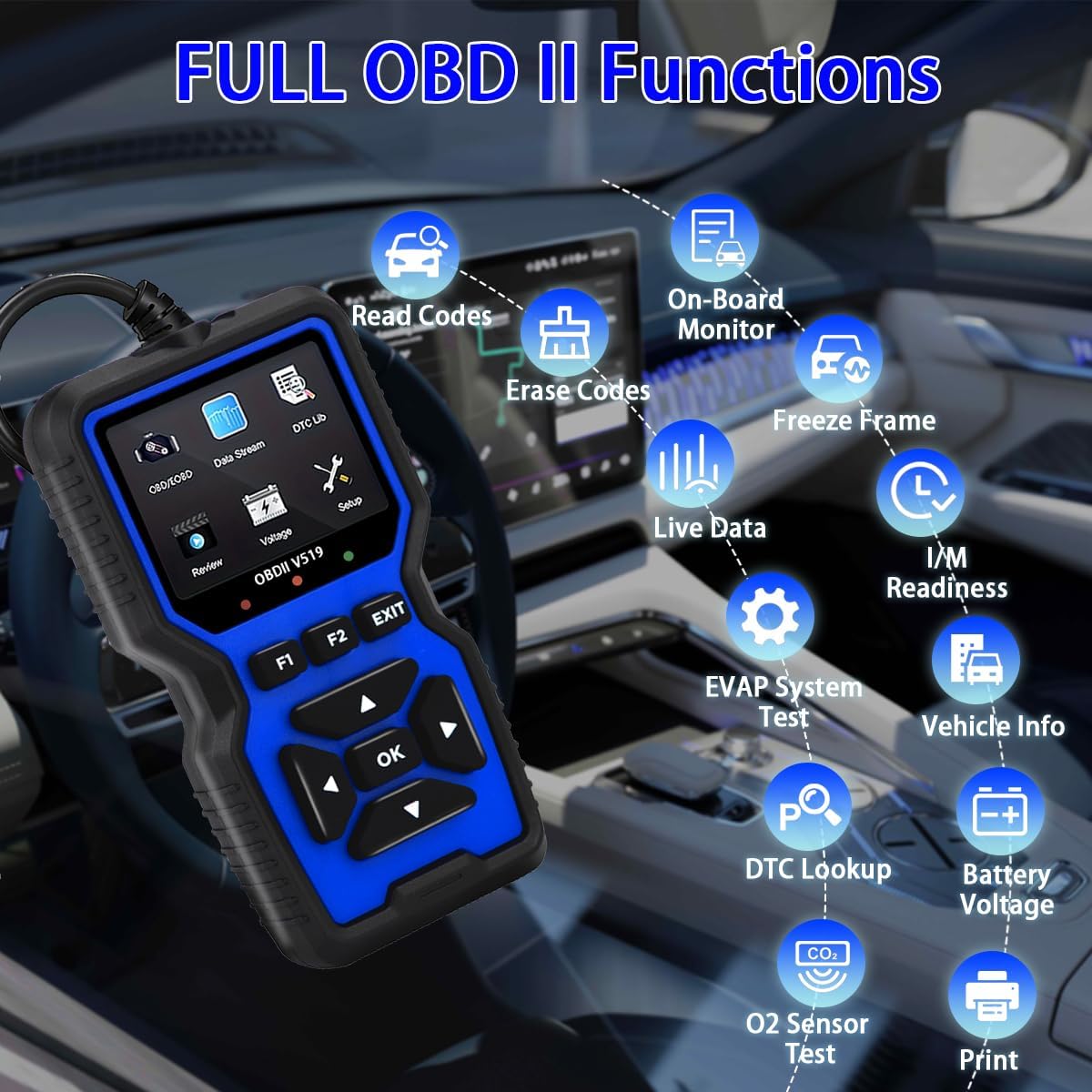 VTech V519 OBD2 Scanner Diagnostic Tool - Professional Car Code Reader, Check Engine Light Reset, Real-Time Data Stream & Fault Code Detection - Universal OBD II Scanner for All Cars Since 1996 - Essential Automotive Scan Tool VTech V519 OBD2 Scanner Diagnostic Tool - Professional Car Code Reader, Check Engine Light Reset, Real-Time Data Stream & Fault Code Detection - Universal OBD II Scanner for All Cars Since 1996 - Essential Automotive Scan Tool