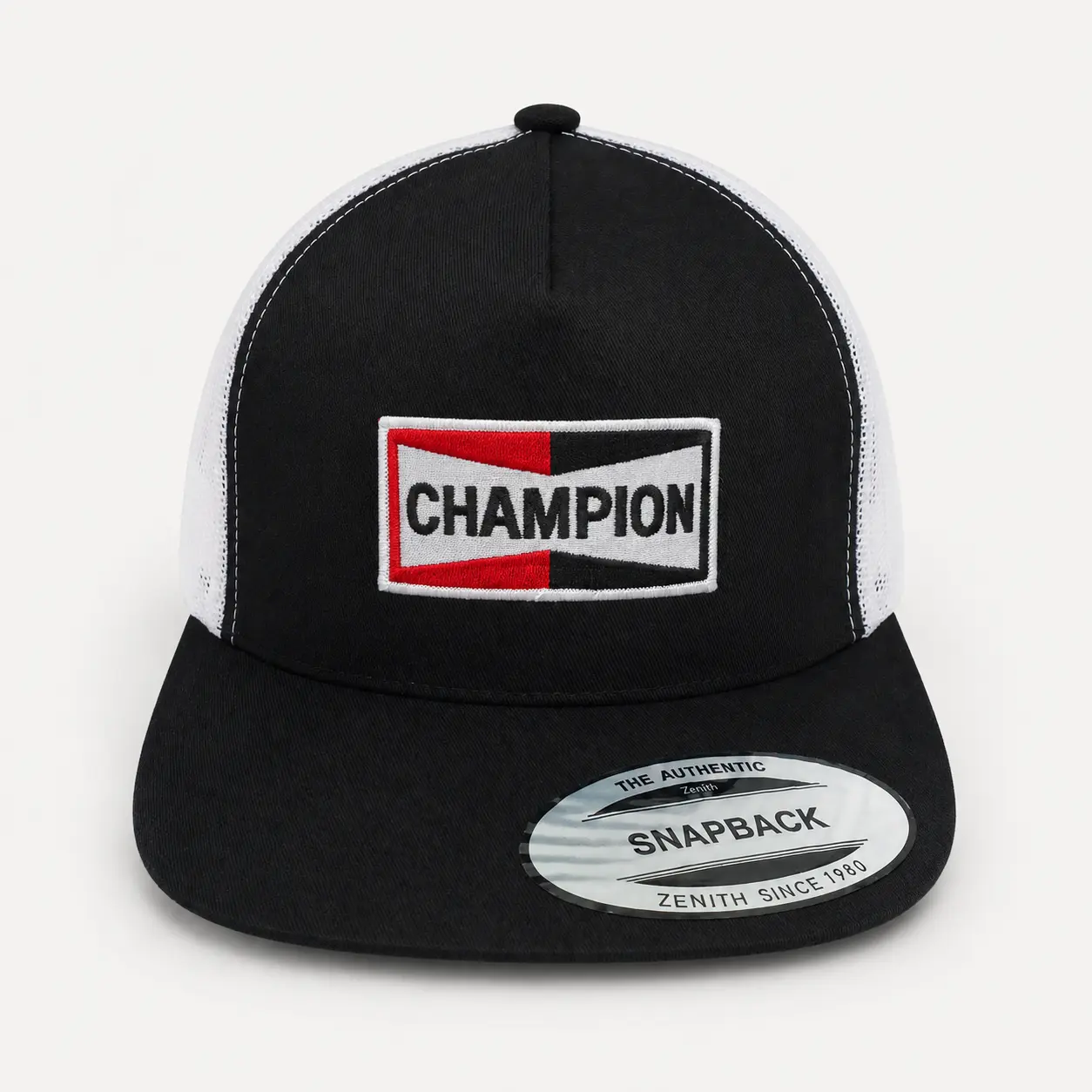 Champion Patch Hat Vintage White Snapback Trucker Cap.