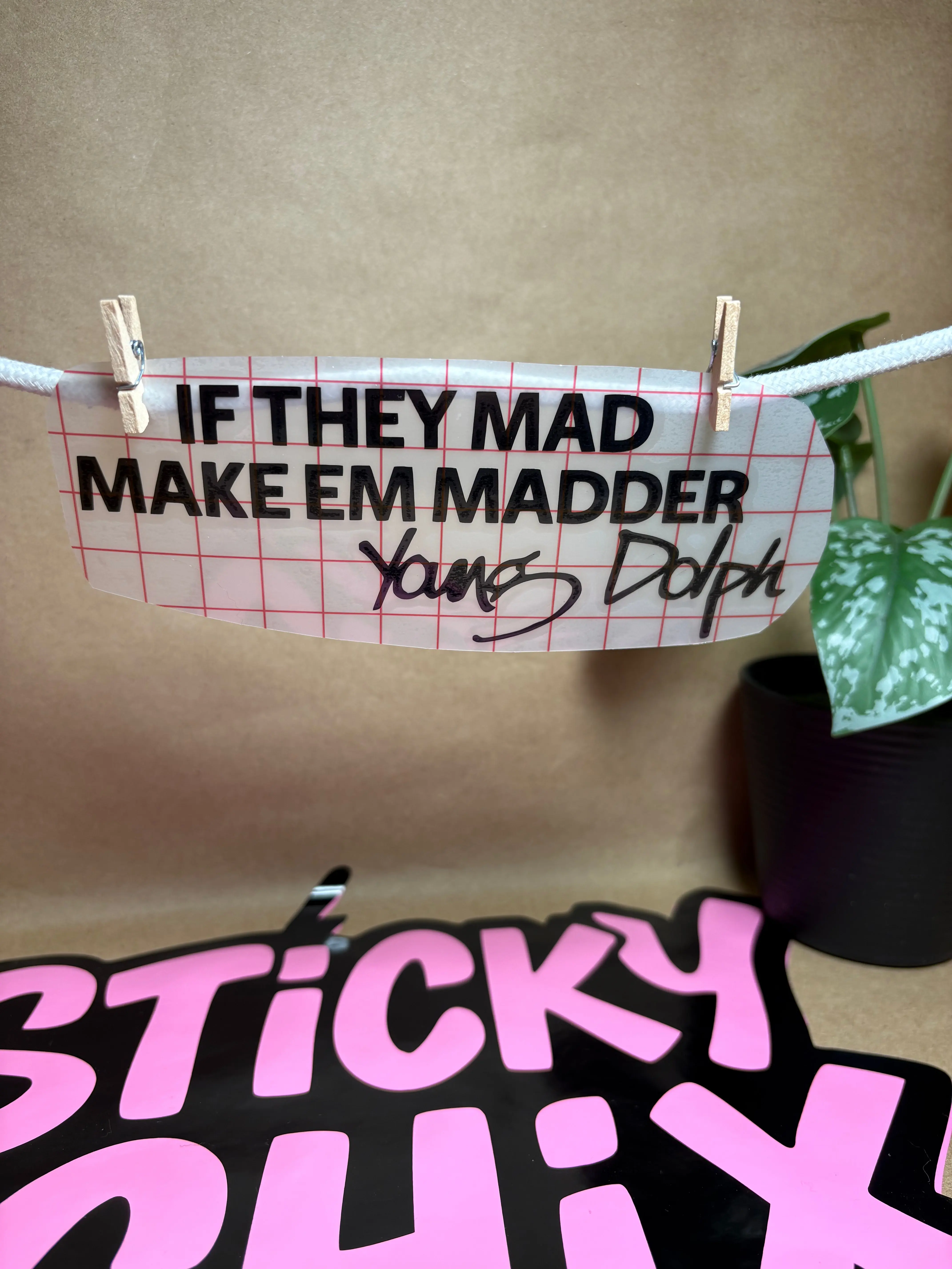 Young Dolph "If They Mad, Make 'Em Madder" 6in Vinyl Decal Sticker - Adhesive Decals, Customizable Color, Bold, Long-Lasting, Durable Car Exterior Accessories, Car Accessories