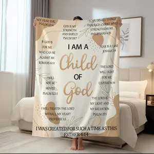 1pc Bible scripture blanket, Inspirational blanket, Scripture woven blanket, gift of God, gift of Jesus, gift of sisters, soft and skin friendly flannel blanket, suitable for sofa, bed, car, multi-function blanket, Decorative Giftable Blankets