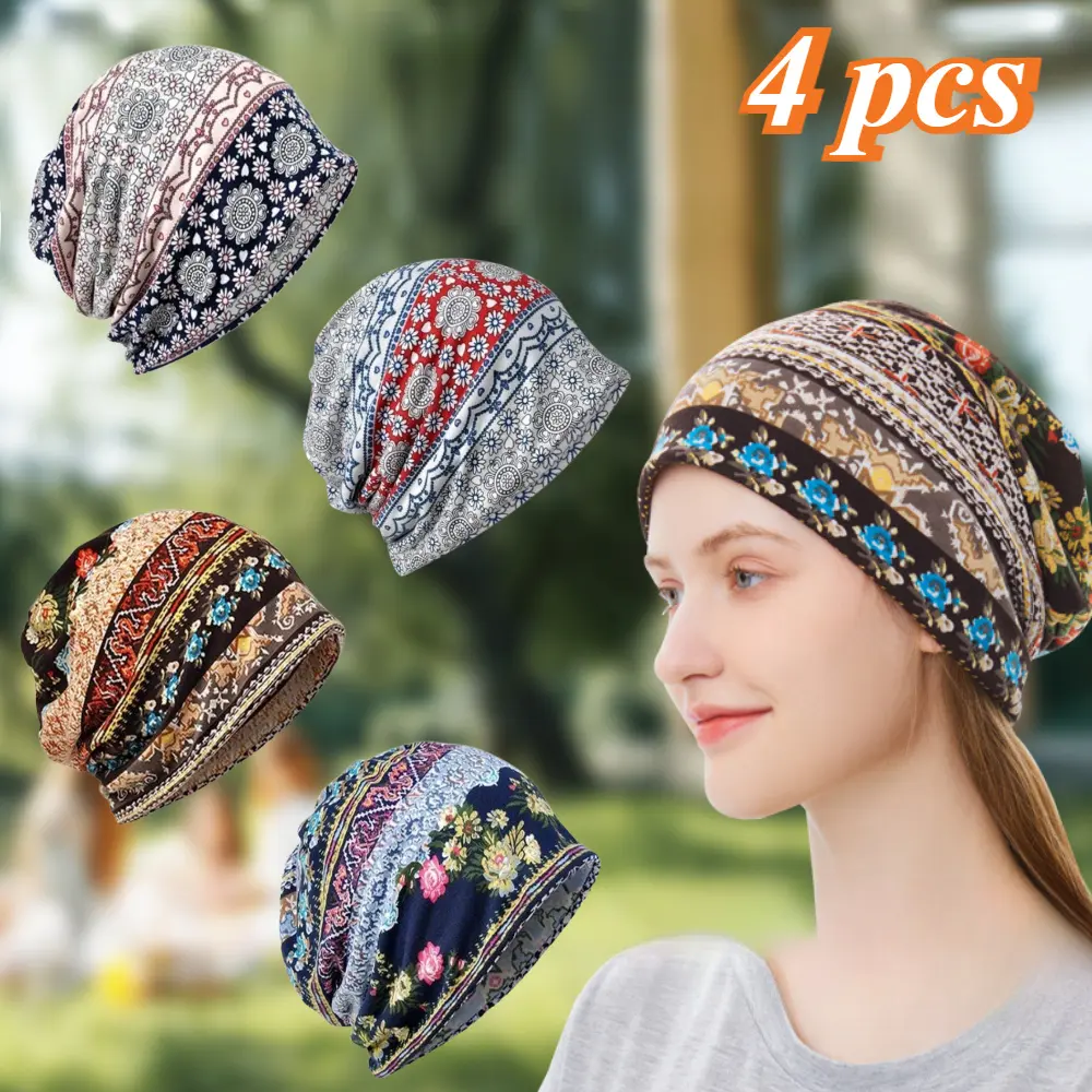 4pcs Universal Beanie Hip-hop Hat Soft Lightweight Loose Beanie Lightweight Easy To Carry Running Beanie Easy To Clean Adult Skull Cap for Men Women Suitable for Running, Outdoor Shooting, Casual Wear, Unisex Design, Streetwear Accessory, Comfortable Summ