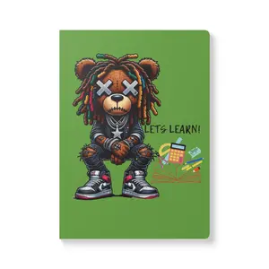 Stylish Softcover Journal for Students, Let's Learn Notebook, Trendy School Supplies, Cartoon Bear Design, Gift for Teens, Doodle Diary