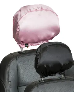 Pink Satin Car Headrest Cover (Pack of 2)