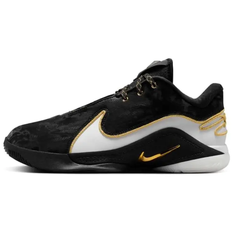 Nike LeBron 22 Anti Slip Wear Resistant Low Top Basketball Shoes Unisex Black White Gold Versatile Durable Non-slip HV8454-100