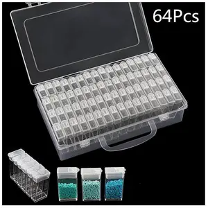 60 Grids Diamond Painting Storage Box, Crystal Diamond Sorting Case, Modern Simple 64 Compartment Organizer, Multi-use Container for Diamond Art, Jewelry, Manicure and Small Parts, DIY Craft Sub-diamond Storage Tools
