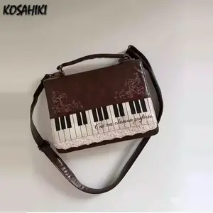 Patchwork Contrast Color Harajuku Women's Handbags Vintage Y2k Aesthetic Shoulder Bag Streetwear All Match Trendy Crossbody Bags