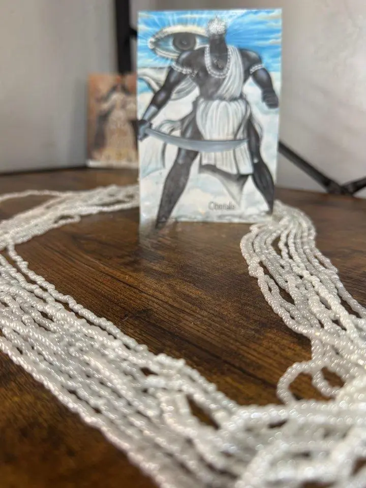 Obatala Eleke Beaded Necklace - Unisex Beads, White, Spiritual Tool for Protection and Guidance, Meanings of Peace and Purity