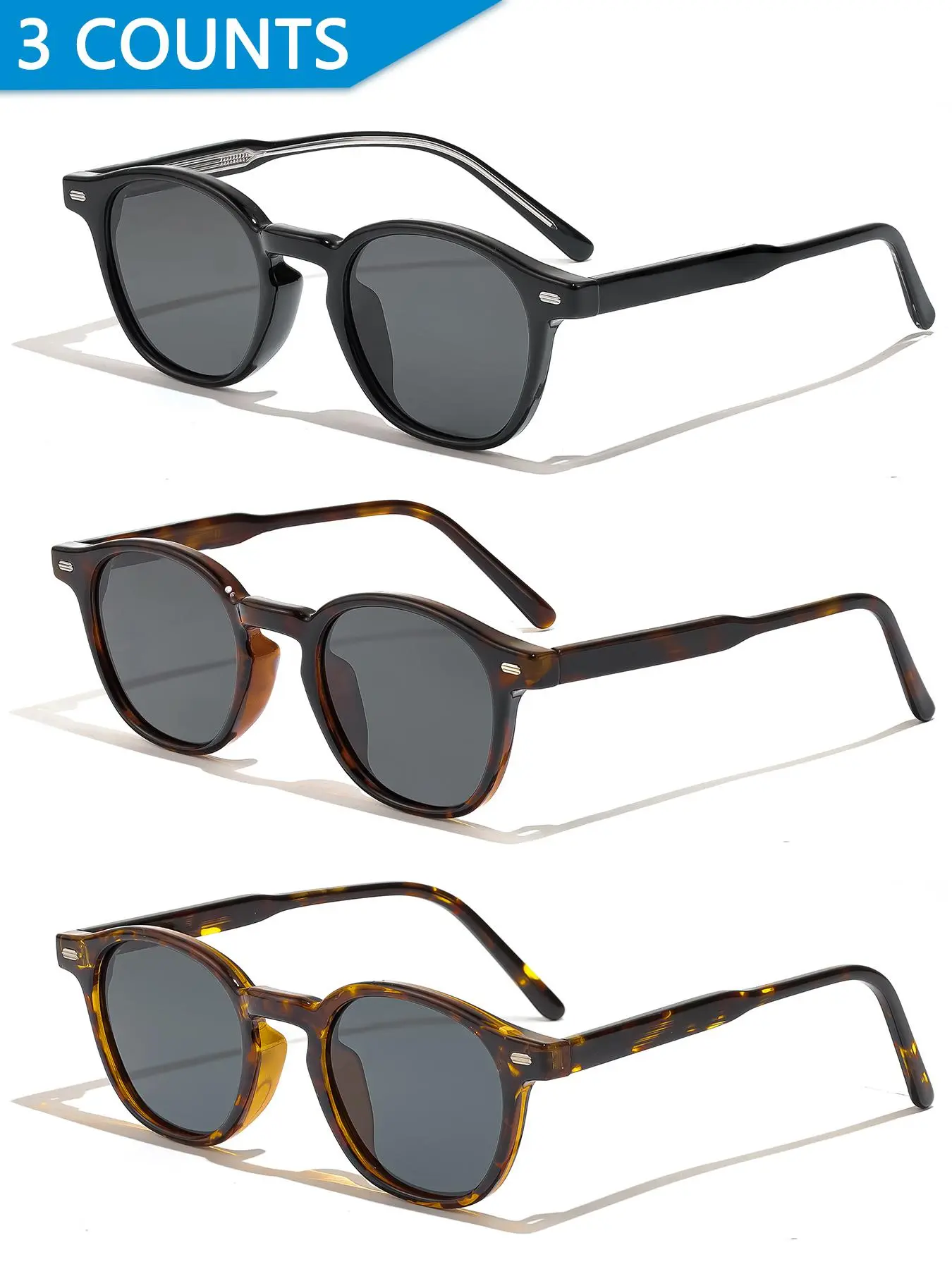 Unisex Vintage Tortoiseshell Pattern High Quality Sunglasses, Trendy Casual Polarized Sunglasses for Everyday Use, Fashion Accessories for Outdoor Activities