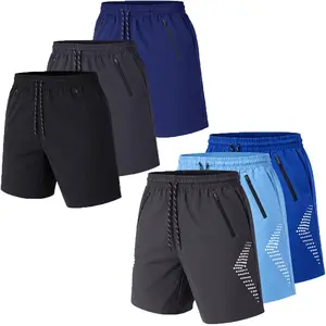 Men's 3 Pack Performance Training Shorts With Zipper Pockets (Sizes, S to 2XL)