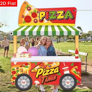 Pizza Party Stand with Menu Board, Pizza Shop Theme Birthday Decoration, Easy Install Photo Booth Display, No Power Needed