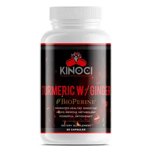 Kinoci Turmeric w/Ginger Supplement with BioPerine for Healthy Digestion & Metabolism 60 Capsules Optimum Healthcare