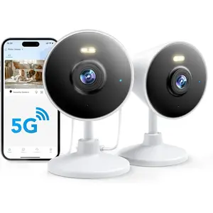 【 5G&2.4G 】 Indoor/outdoor home security camera, suitable for the elderly/pets, can be controlled through a mobile app, supports Wi Fi connection, built-in spotlight, color night vision, two-way voice, 24/7 monitoring, supports SD card/cloud storage, comp