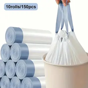 150 Ultra Thick Leak-Proof Drawstring Garbage Bags Heavy Duty Odorless Large Capacity for Kitchen Bathroom Living Room