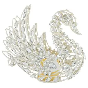 August & Leo 9" Jeweled Glitter Swan Décor with Flameless Candle