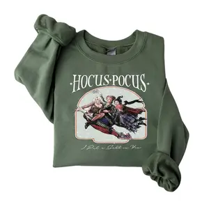 Vintage Witch Trio Sweatshirt – Retro Halloween Pullover with Flying Witches Design